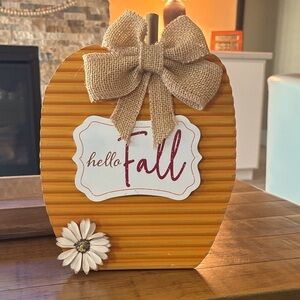 Source Unknown Orange Pumpkin Decor with Burlap Bow